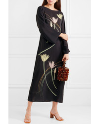 BERNADETTE Floral Print Silk De Chine Maxi Dress