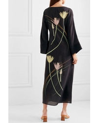 BERNADETTE Floral Print Silk De Chine Maxi Dress