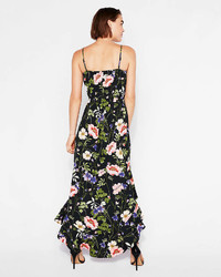 Express Floral Ruffle Wrap Maxi Dress