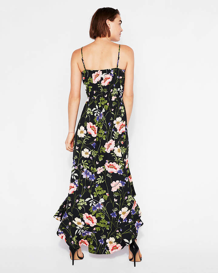 Express Floral Ruffle Wrap Maxi Dress, $79 | Express | Lookastic