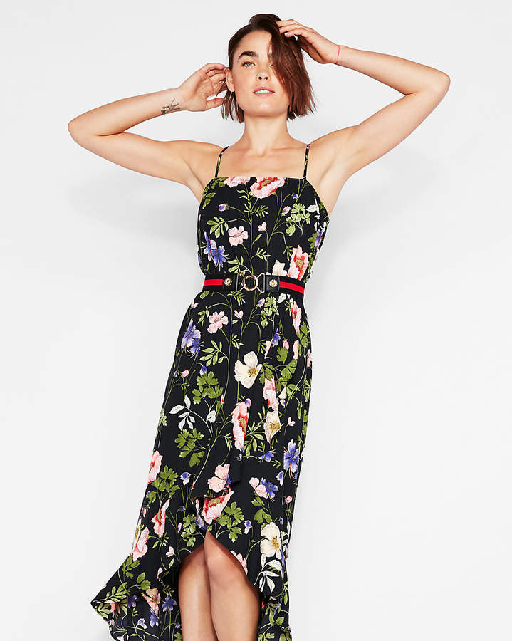 Express Floral Ruffle Wrap Maxi Dress Express Lookastic