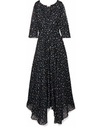 LoveShackFancy Larissa Floral Print Cotton And Silk Blend Maxi Dress Black