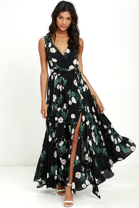 black floral maxi dresses