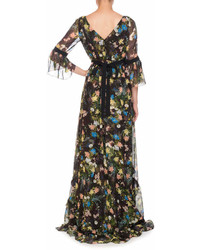 Erdem Petunia Floral Meadow Silk Maxi Dress