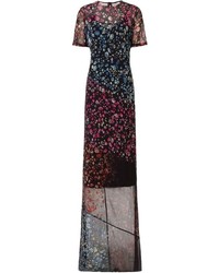 Preen By Thornton Bregazzi Black Georgette Floral Elli Dress