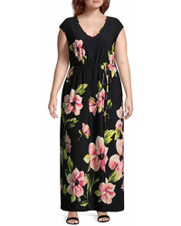 R K Originals Short Sleeve Floral Maxi Dress Plus