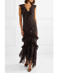 Michael Kors Collection Ruffled Floral Print Silk Tte Gown