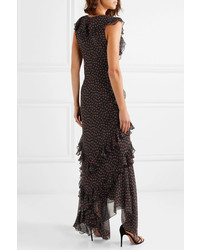 Michael Kors Collection Ruffled Floral Print Silk Tte Gown