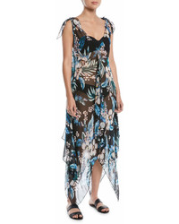 Diane von Furstenberg Sleeveless Chiffon Floral Print Coverup Maxi Dress
