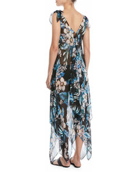 Diane von Furstenberg Sleeveless Chiffon Floral Print Coverup Maxi Dress