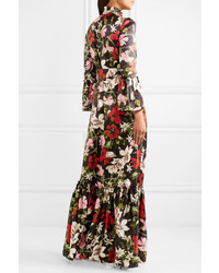 Erdem Stephanie Floral Print Silk Satin Gown