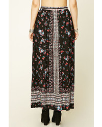 Forever 21 Belted Floral Print Maxi Skirt