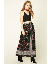 Forever 21 Belted Floral Print Maxi Skirt