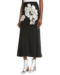 Moschino Boutique Floral Jacquard Knit Maxi Skirt