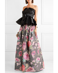 Alexis Mabille Bow Detailed Floral Print Organza Maxi Skirt