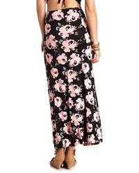 Charlotte Russe Floral Print Double Slit Maxi Skirt