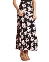 Charlotte Russe Floral Print Double Slit Maxi Skirt