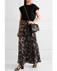 Isabel Marant Peace Metallic Floral Jacquard Maxi Skirt Black
