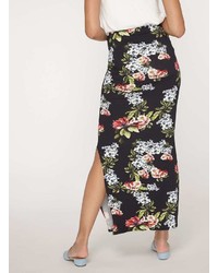 Tall Black Floral Maxi Skirt