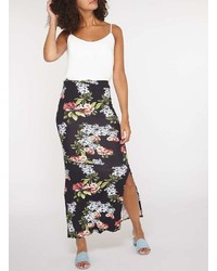 Tall Black Floral Maxi Skirt