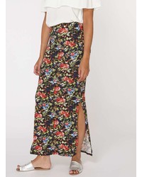 Dorothy Perkins Tall Black Floral Maxi Skirt