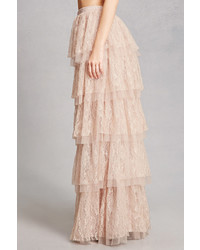 Forever 21 Tiered Floral Lace Maxi Skirt