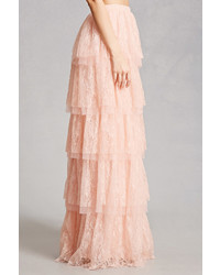 Forever 21 Tiered Floral Lace Maxi Skirt