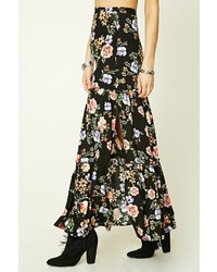 Forever 21 Tiered Floral Print Maxi Skirt