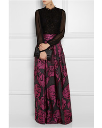 Temperley London Tula Fil Coupe Floral Embroidered Organza Maxi Skirt