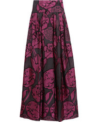 Temperley London Tula Fil Coupe Floral Embroidered Organza Maxi Skirt