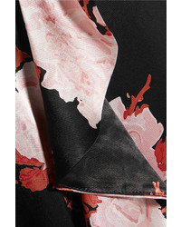 Ganni Wrap Effect Floral Print Satin Maxi Skirt Black