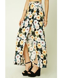 Forever 21 Wrap Front Floral Maxi Skirt