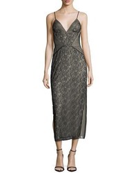 Haute Hippie Tess V Neck Sleeveless Floral Lace Cocktail Dress