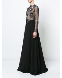 Patbo Hand Beaded Mesh Bodice Gown