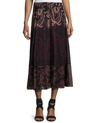 Fuzzi Floral Lace Print Midi Skirt Blackpink