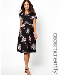 Asos Maternity Midi Skater Dress With Large Floral