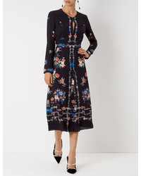 Vilshenko Black Floral Border Jerry Dress