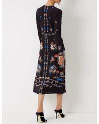 Vilshenko Black Floral Border Jerry Dress