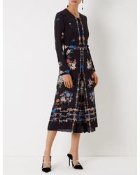 Vilshenko Black Floral Border Jerry Dress