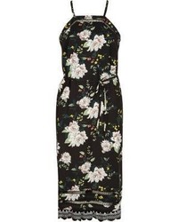 River Island Black Floral Ladder Lace Cami Slip Midi Dress