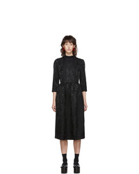 Noir Kei Ninomiya Black Jacquard Flower High Neck Dress