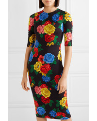 Alice + Olivia Delora Floral Print Stretch Jersey Midi Dress