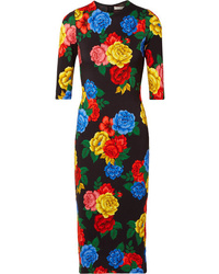Alice + Olivia Delora Floral Print Stretch Jersey Midi Dress