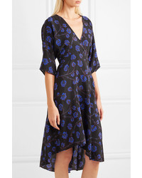 Diane von Furstenberg Eloise Asymmetric Printed Silk De Chine Wrap Dress