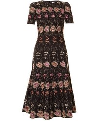 Givenchy Floral Embroidered Short Sleeved Midi Dress