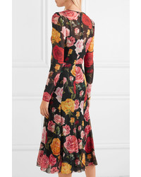 Dolce & Gabbana Floral Print Tte Midi Dress