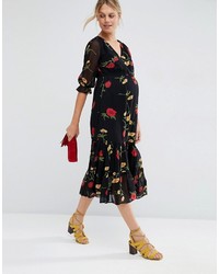 Asos Maternity Midi Tea Dress In Floral Print