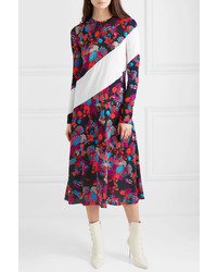 Givenchy Med Floral Print Crepe Midi Dress