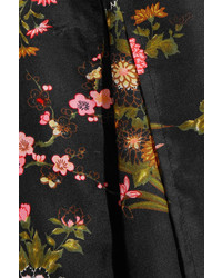 Isabel Marant Olympia Floral Print Silk Twill Midi Dress Black