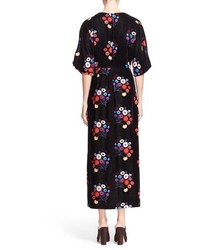 Tanya Taylor Rena Floral Print Velvet Midi Dress